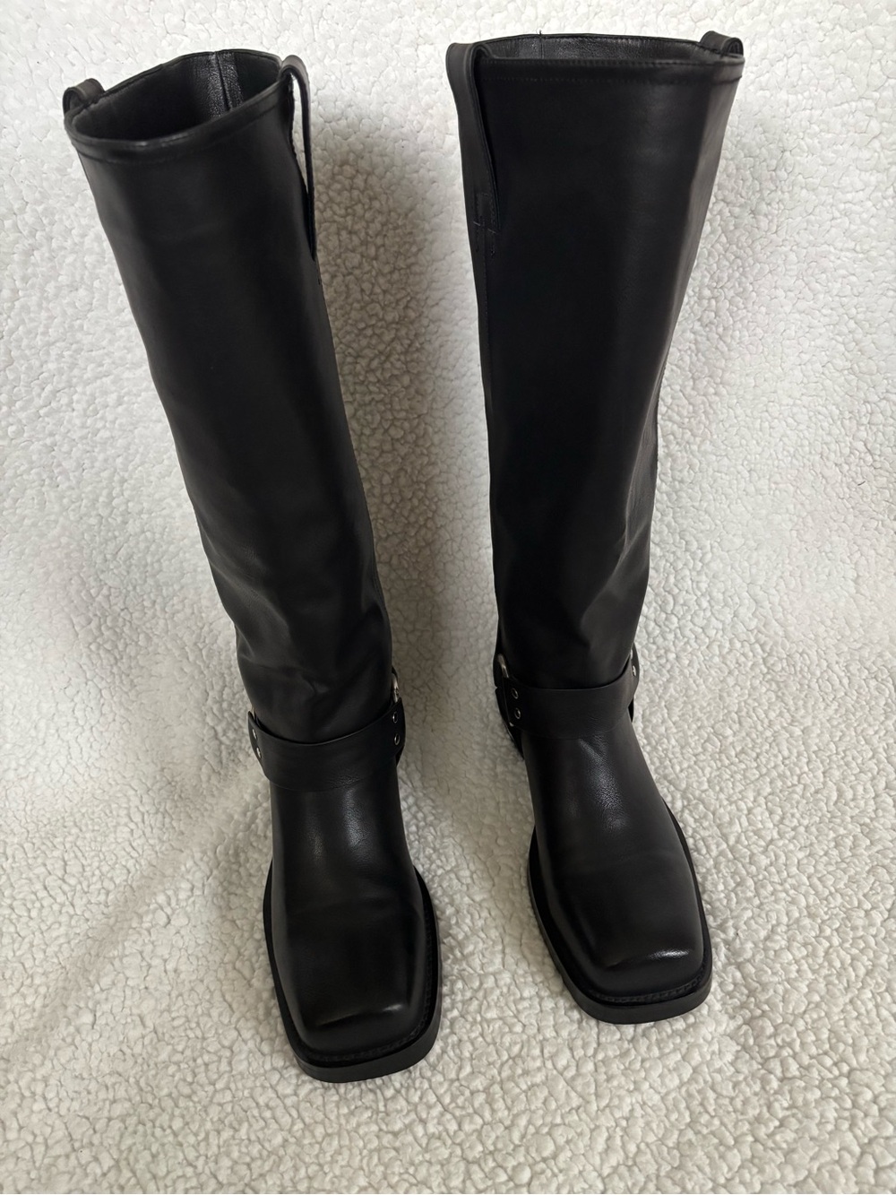 Tall Black Motorcycle Boots - Picture 2 of 3